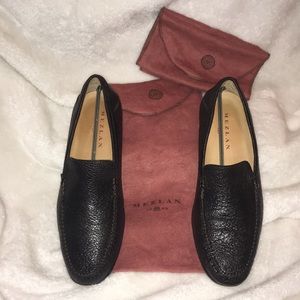 Mezlan Black Pebbled Leather GEROME Loafers
